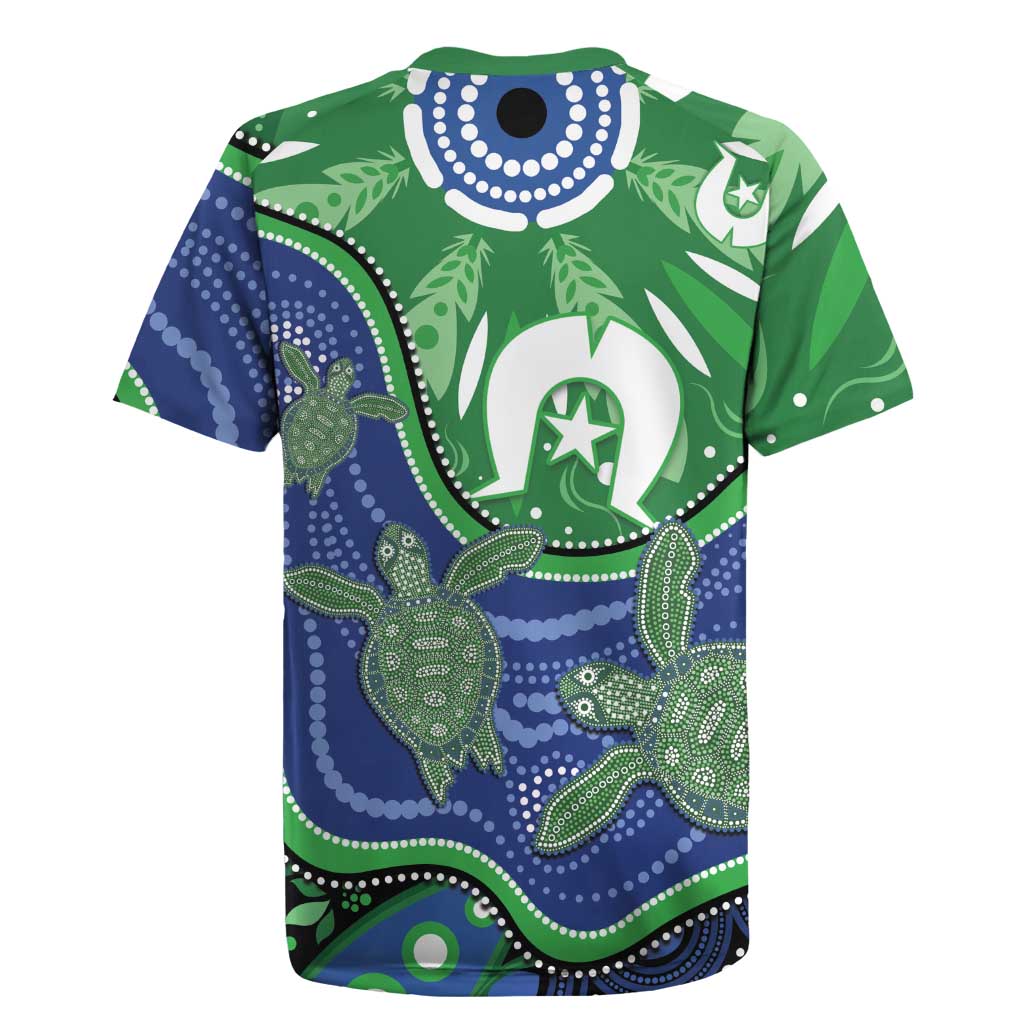 Torres Strait Islands Rugby Jersey Dhari Turtles Sea Animal Aboriginal Dot Art