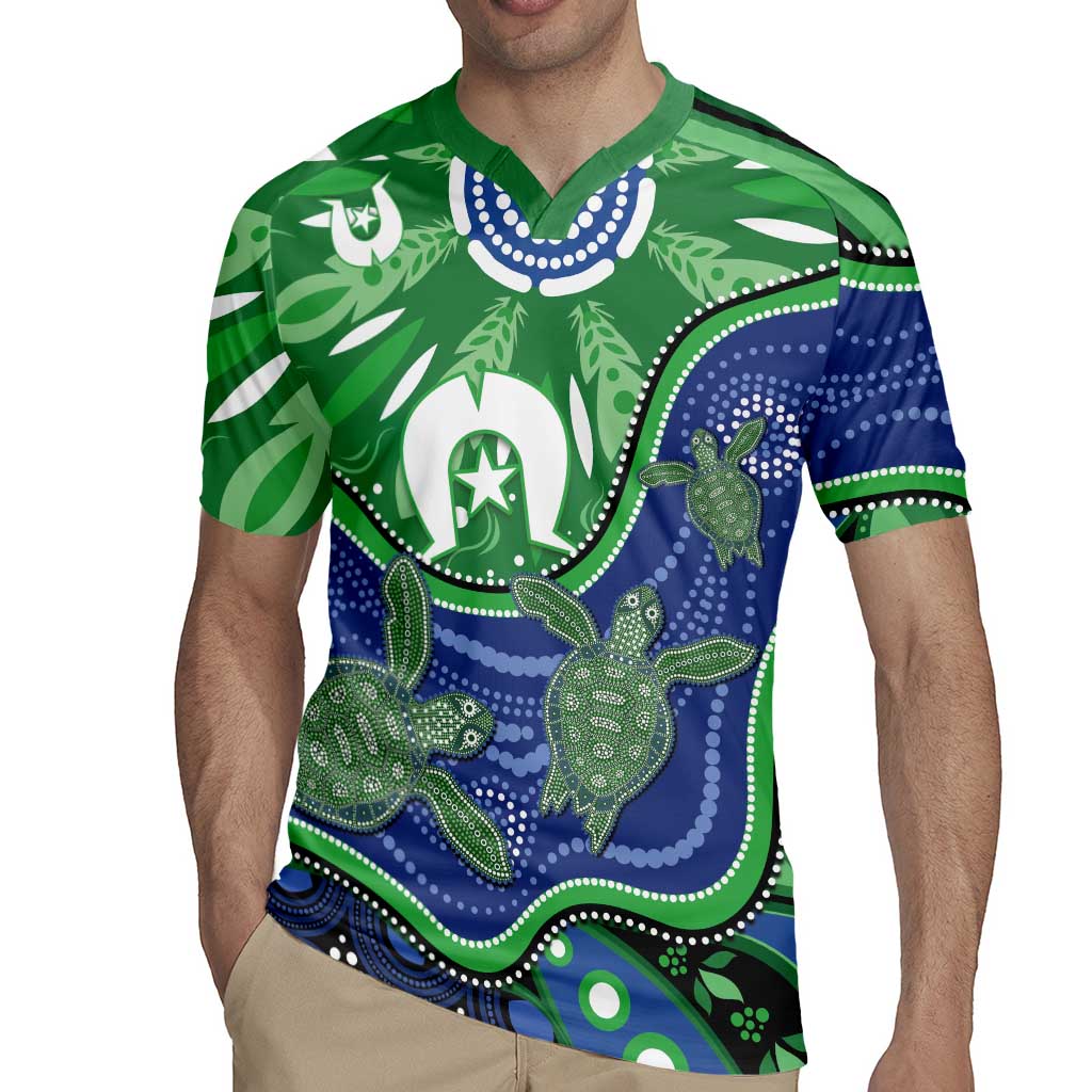 Torres Strait Islands Rugby Jersey Dhari Turtles Sea Animal Aboriginal Dot Art