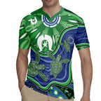 Torres Strait Islands Rugby Jersey Dhari Turtles Sea Animal Aboriginal Dot Art