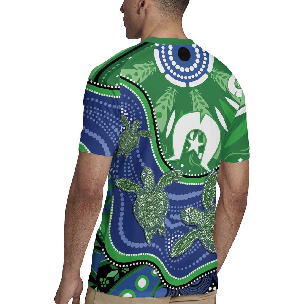 Torres Strait Islands Rugby Jersey Dhari Turtles Sea Animal Aboriginal Dot Art