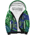 Torres Strait Islands Sherpa Hoodie Dhari Turtles Sea Animal Aboriginal Dot Art