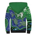 Torres Strait Islands Sherpa Hoodie Dhari Turtles Sea Animal Aboriginal Dot Art