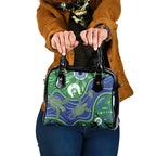 Torres Strait Islands Shoulder Handbag Dhari Turtles Sea Animal Aboriginal Dot Art