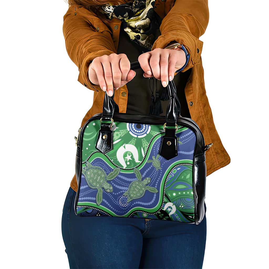 Torres Strait Islands Shoulder Handbag Dhari Turtles Sea Animal Aboriginal Dot Art