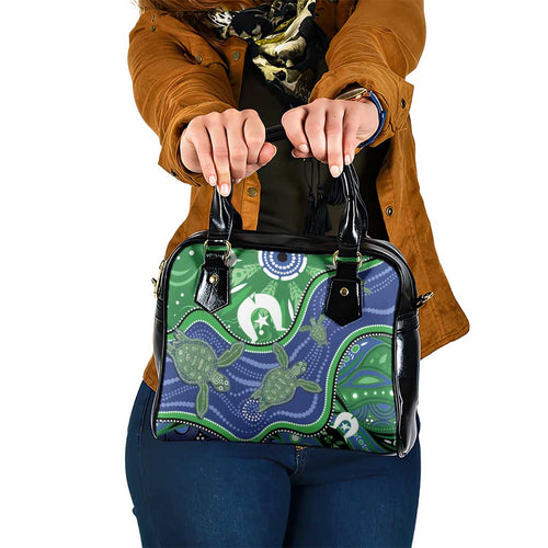 Torres Strait Islands Shoulder Handbag Dhari Turtles Sea Animal Aboriginal Dot Art