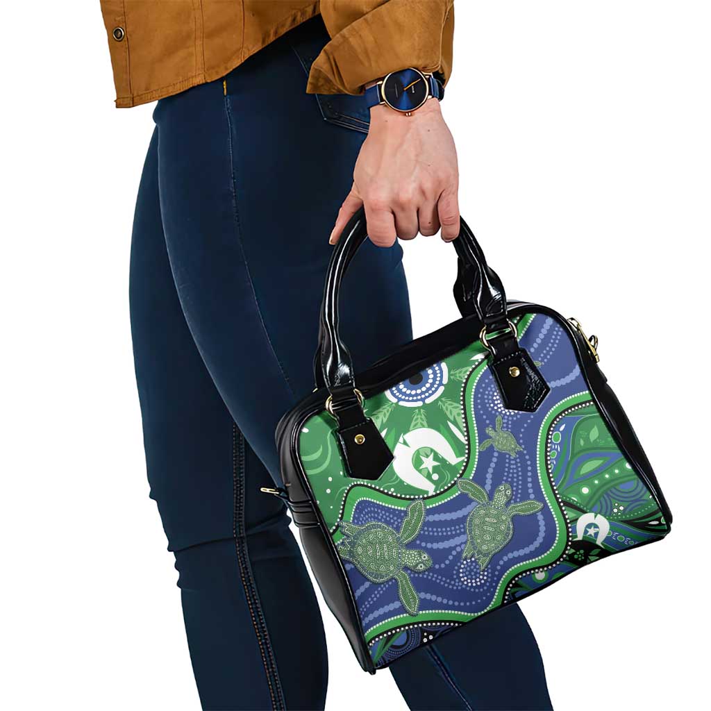 Torres Strait Islands Shoulder Handbag Dhari Turtles Sea Animal Aboriginal Dot Art