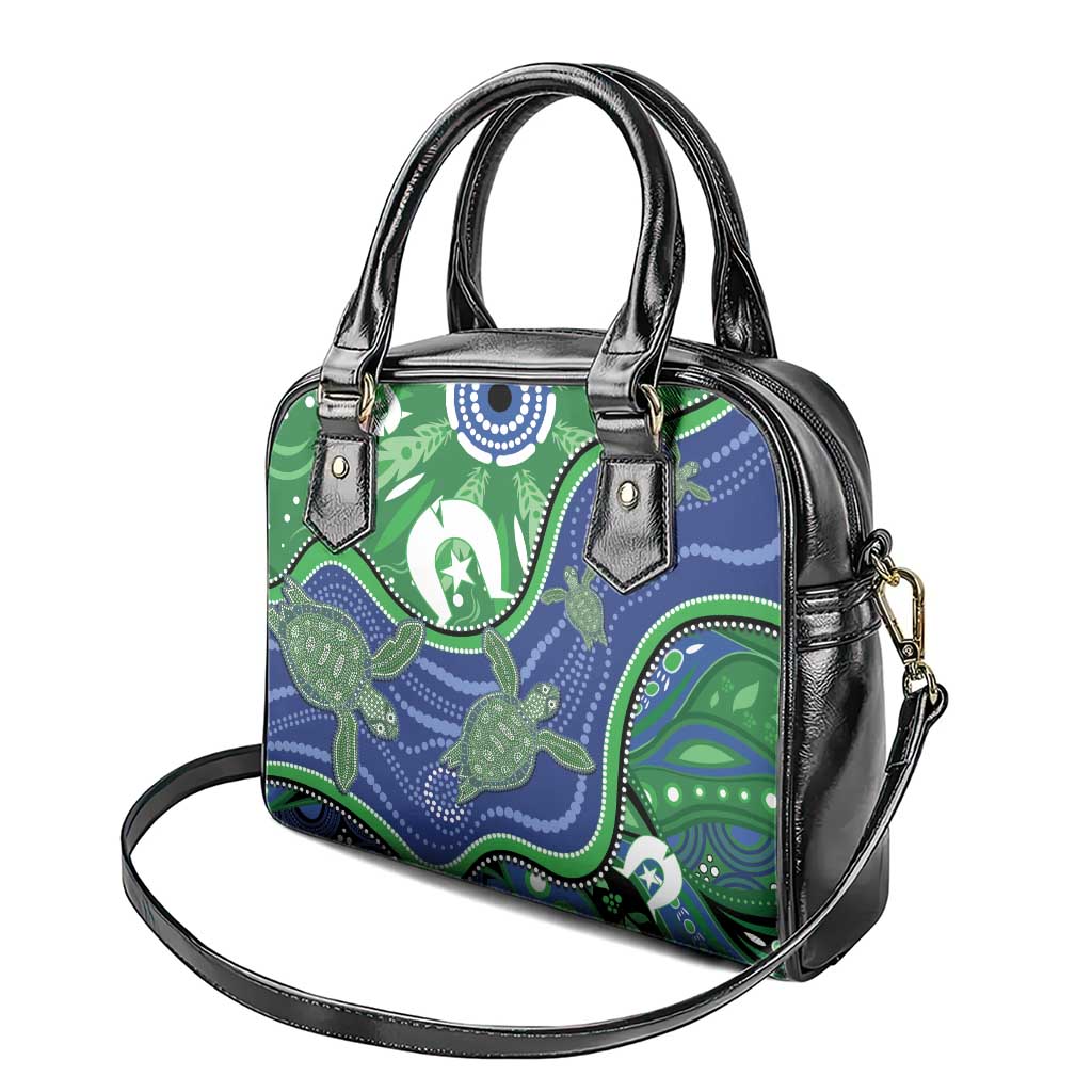 Torres Strait Islands Shoulder Handbag Dhari Turtles Sea Animal Aboriginal Dot Art