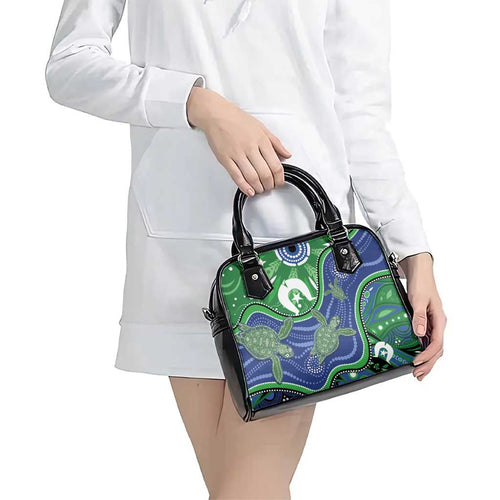 Torres Strait Islands Shoulder Handbag Dhari Turtles Sea Animal Aboriginal Dot Art