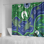 Torres Strait Islands Shower Curtain Dhari Turtles Sea Animal Aboriginal Dot Art
