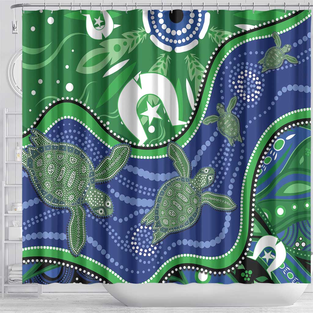 Torres Strait Islands Shower Curtain Dhari Turtles Sea Animal Aboriginal Dot Art