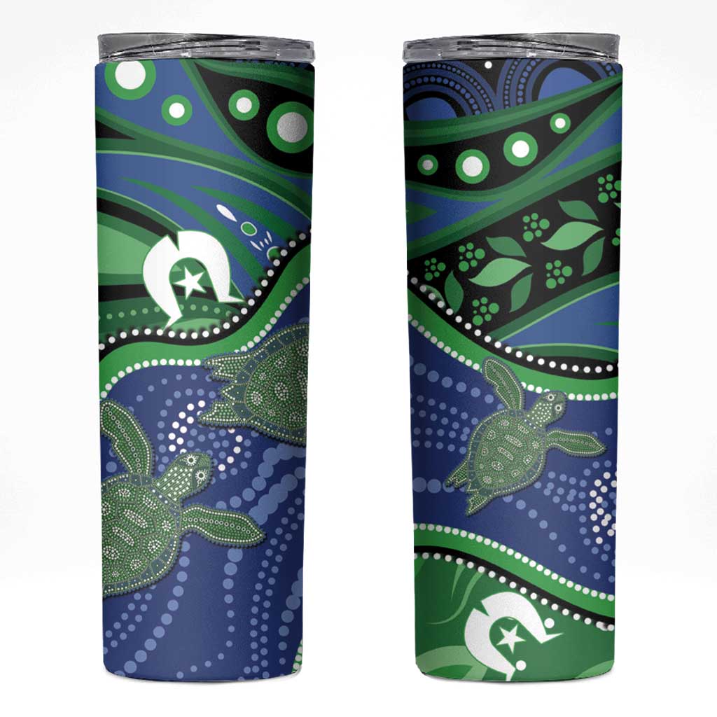 Torres Strait Islands Skinny Tumbler Dhari Turtles Sea Animal Aboriginal Dot Art