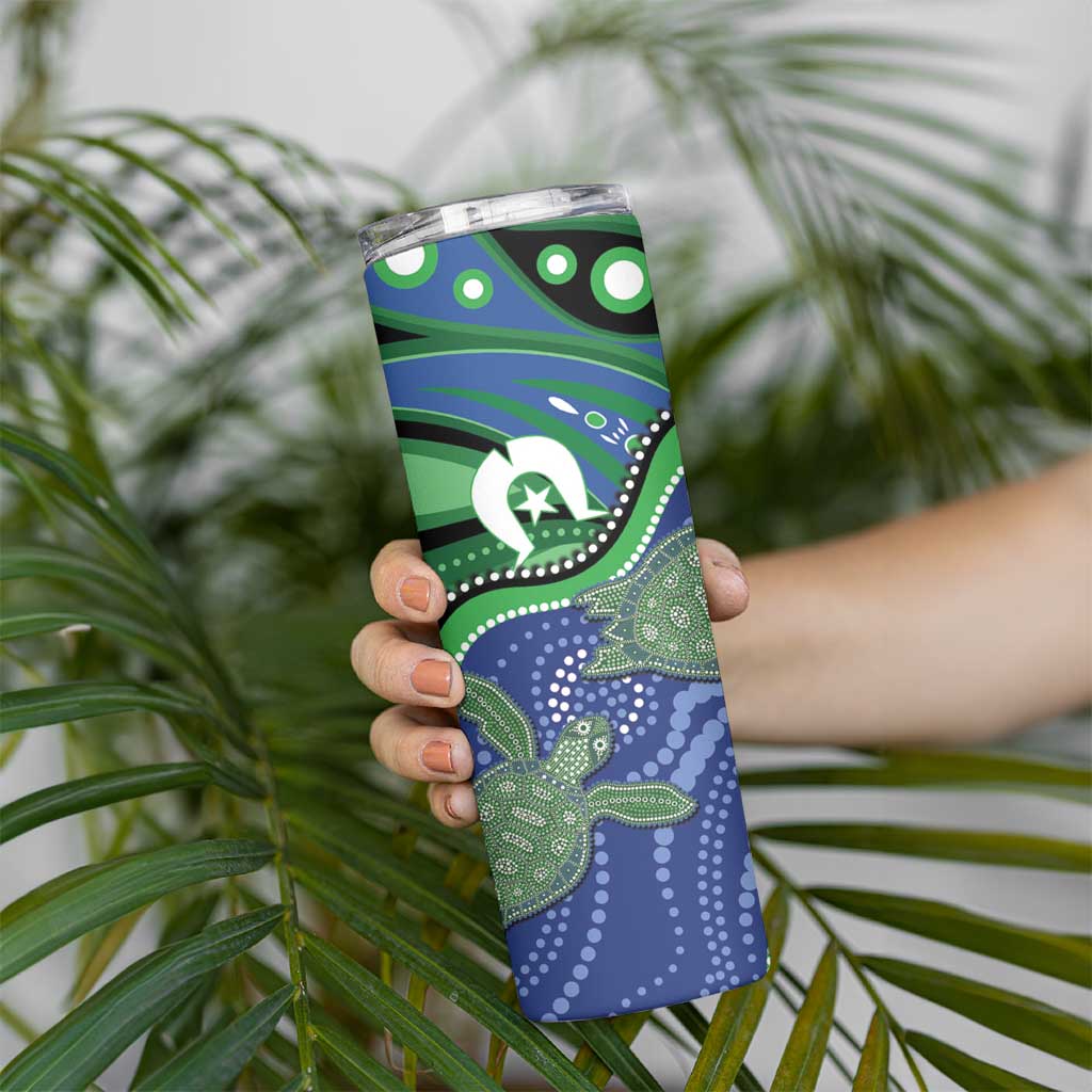 Torres Strait Islands Skinny Tumbler Dhari Turtles Sea Animal Aboriginal Dot Art