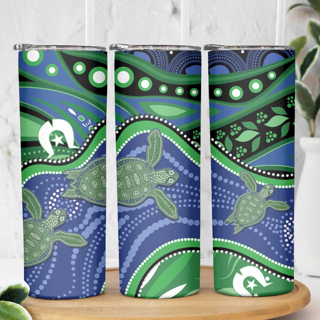 Torres Strait Islands Skinny Tumbler Dhari Turtles Sea Animal Aboriginal Dot Art