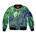 Torres Strait Islands Sleeve Zip Bomber Jacket Dhari Turtles Sea Animal Aboriginal Dot Art