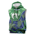 Torres Strait Islands Sleeveless Hoodie Dhari Turtles Sea Animal Aboriginal Dot Art