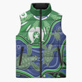 Torres Strait Islands Sleeveless Puffer Jacket Dhari Turtles Sea Animal Aboriginal Dot Art