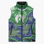 Torres Strait Islands Sleeveless Puffer Jacket Dhari Turtles Sea Animal Aboriginal Dot Art