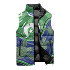 Torres Strait Islands Sleeveless Puffer Jacket Dhari Turtles Sea Animal Aboriginal Dot Art