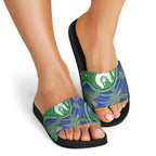Torres Strait Islands Slide Sandals Dhari Turtles Sea Animal Aboriginal Dot Art