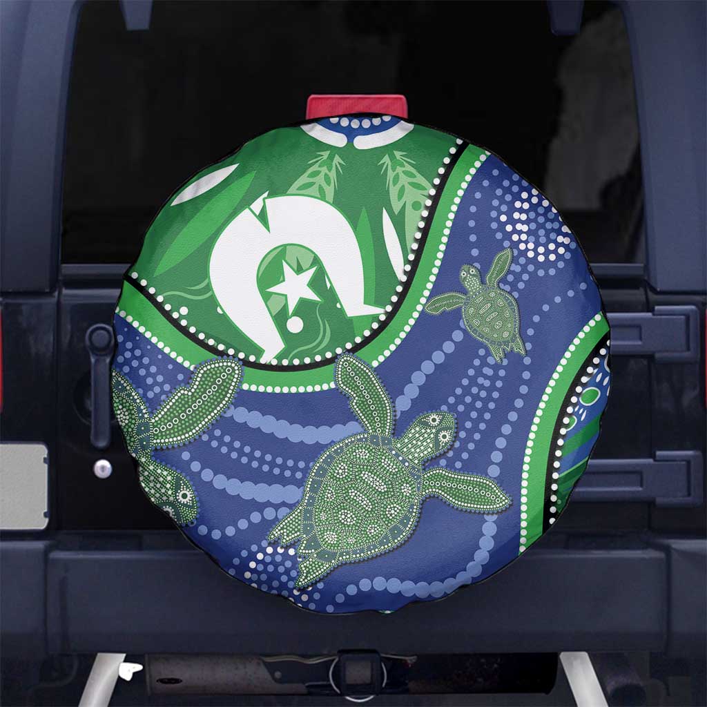 Torres Strait Islands Spare Tire Cover Dhari Turtles Sea Animal Aboriginal Dot Art