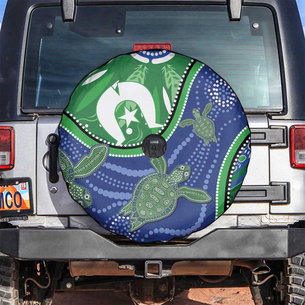 Torres Strait Islands Spare Tire Cover Dhari Turtles Sea Animal Aboriginal Dot Art