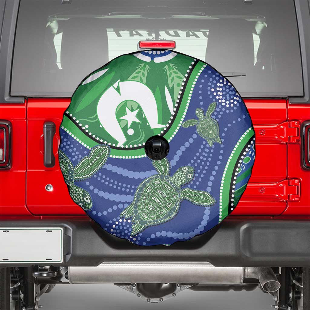 Torres Strait Islands Spare Tire Cover Dhari Turtles Sea Animal Aboriginal Dot Art