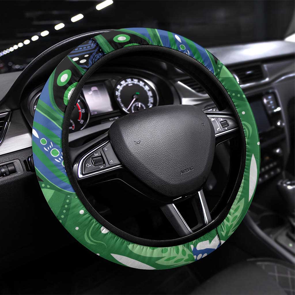 Torres Strait Islands Steering Wheel Cover Dhari Turtles Sea Animal Aboriginal Dot Art