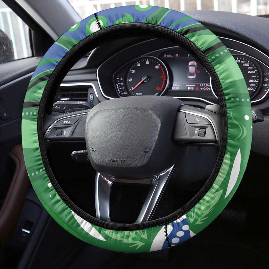 Torres Strait Islands Steering Wheel Cover Dhari Turtles Sea Animal Aboriginal Dot Art