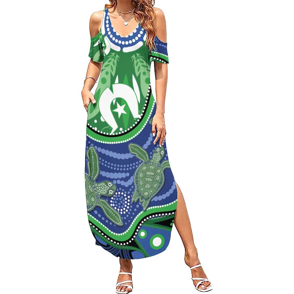 Torres Strait Islands Summer Maxi Dress Dhari Turtles Sea Animal Aboriginal Dot Art