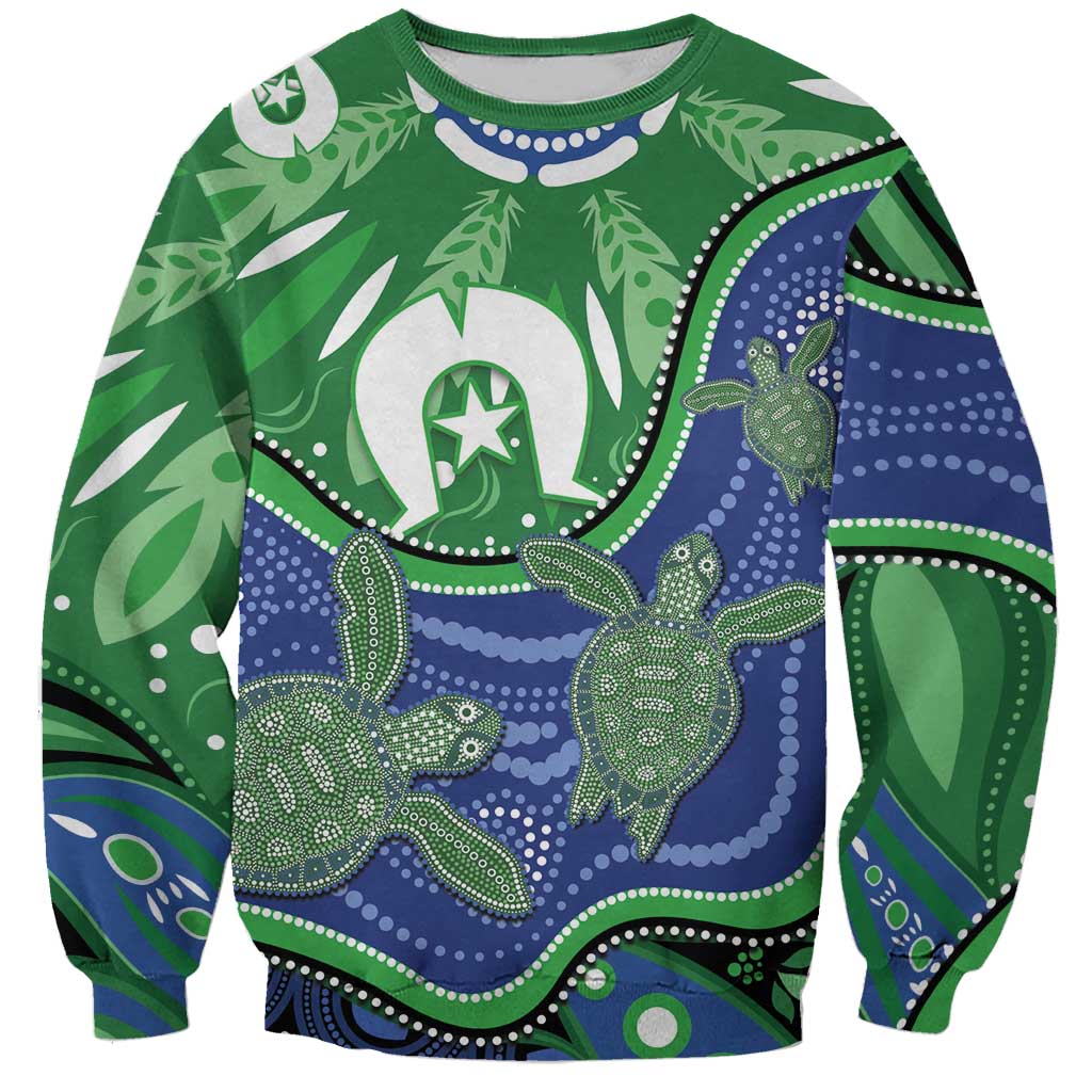 Torres Strait Islands Sweatshirt Dhari Turtles Sea Animal Aboriginal Dot Art
