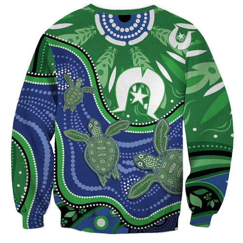 Torres Strait Islands Sweatshirt Dhari Turtles Sea Animal Aboriginal Dot Art