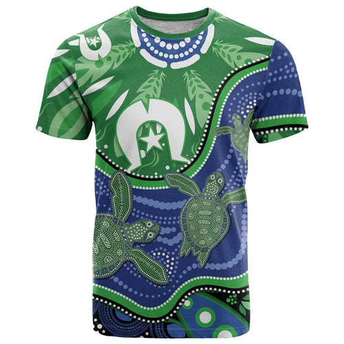 Torres Strait Islands T Shirt Dhari Turtles Sea Animal Aboriginal Dot Art