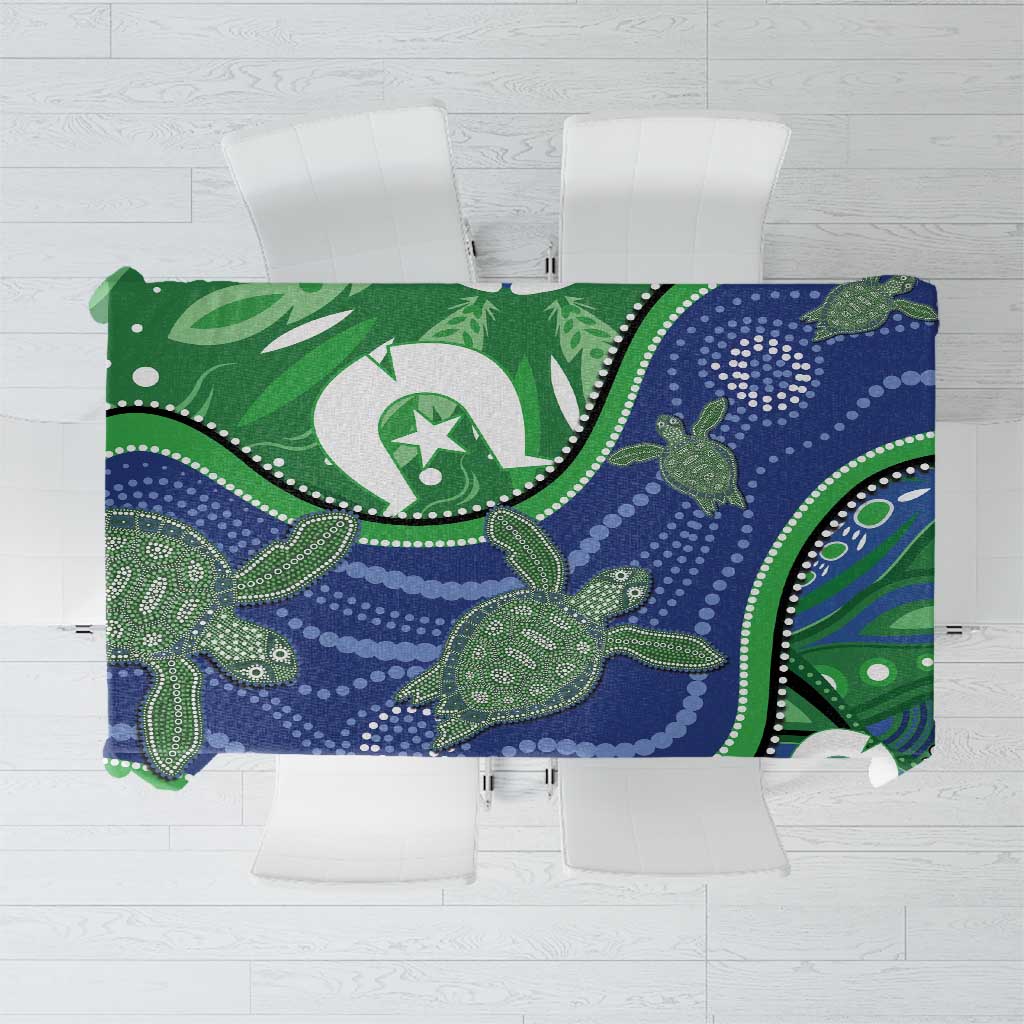 Torres Strait Islands Tablecloth Dhari Turtles Sea Animal Aboriginal Dot Art