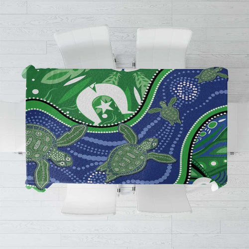 Torres Strait Islands Tablecloth Dhari Turtles Sea Animal Aboriginal Dot Art