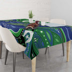 Torres Strait Islands Tablecloth Dhari Turtles Sea Animal Aboriginal Dot Art