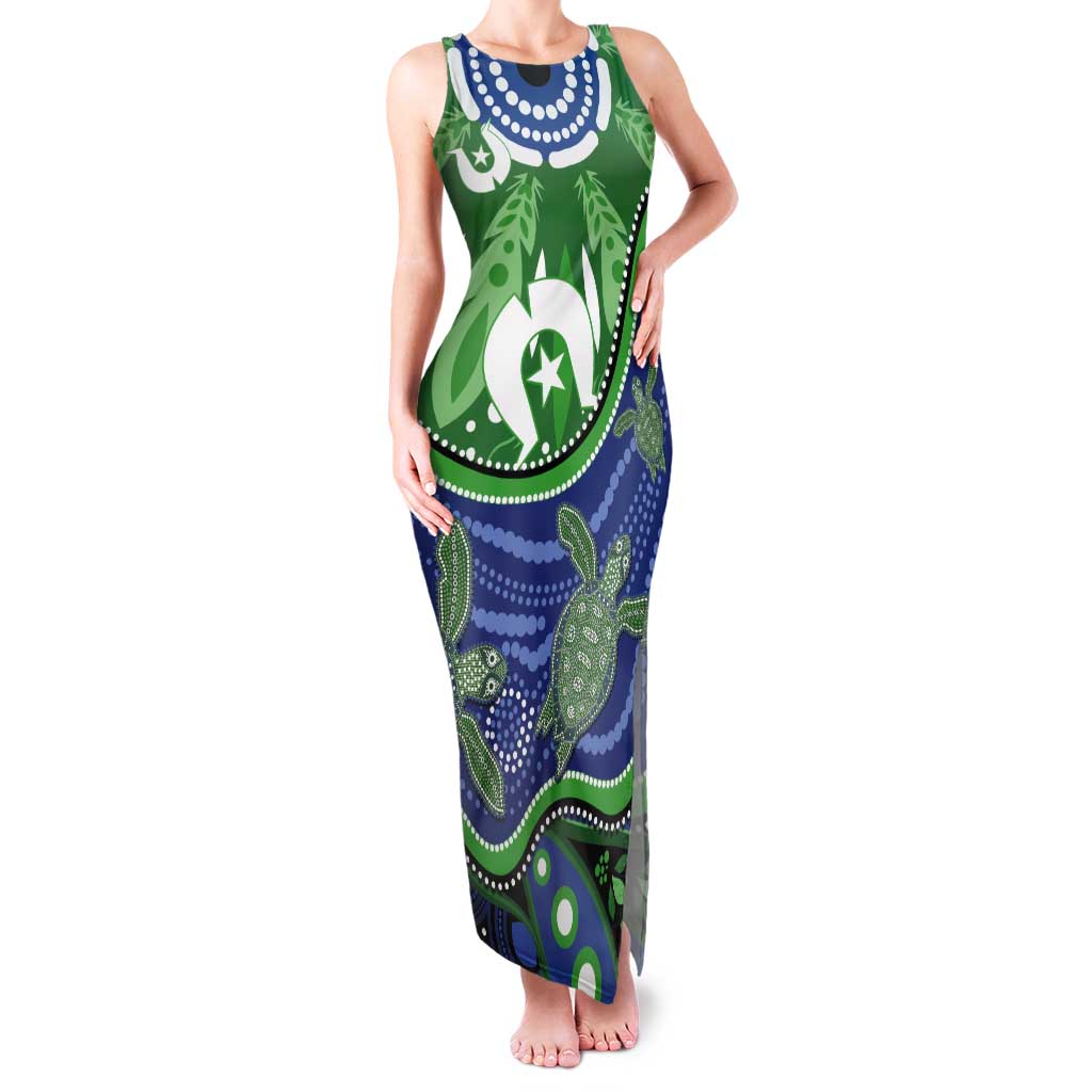 Torres Strait Islands Tank Maxi Dress Dhari Turtles Sea Animal Aboriginal Dot Art
