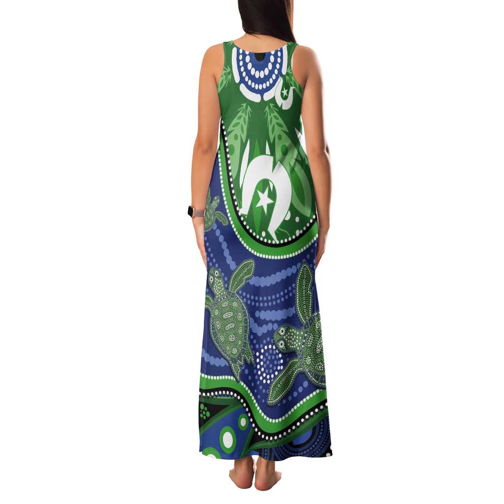 Torres Strait Islands Tank Maxi Dress Dhari Turtles Sea Animal Aboriginal Dot Art