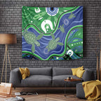 Torres Strait Islands Tapestry Dhari Turtles Sea Animal Aboriginal Dot Art