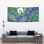 Torres Strait Islands Tapestry Dhari Turtles Sea Animal Aboriginal Dot Art