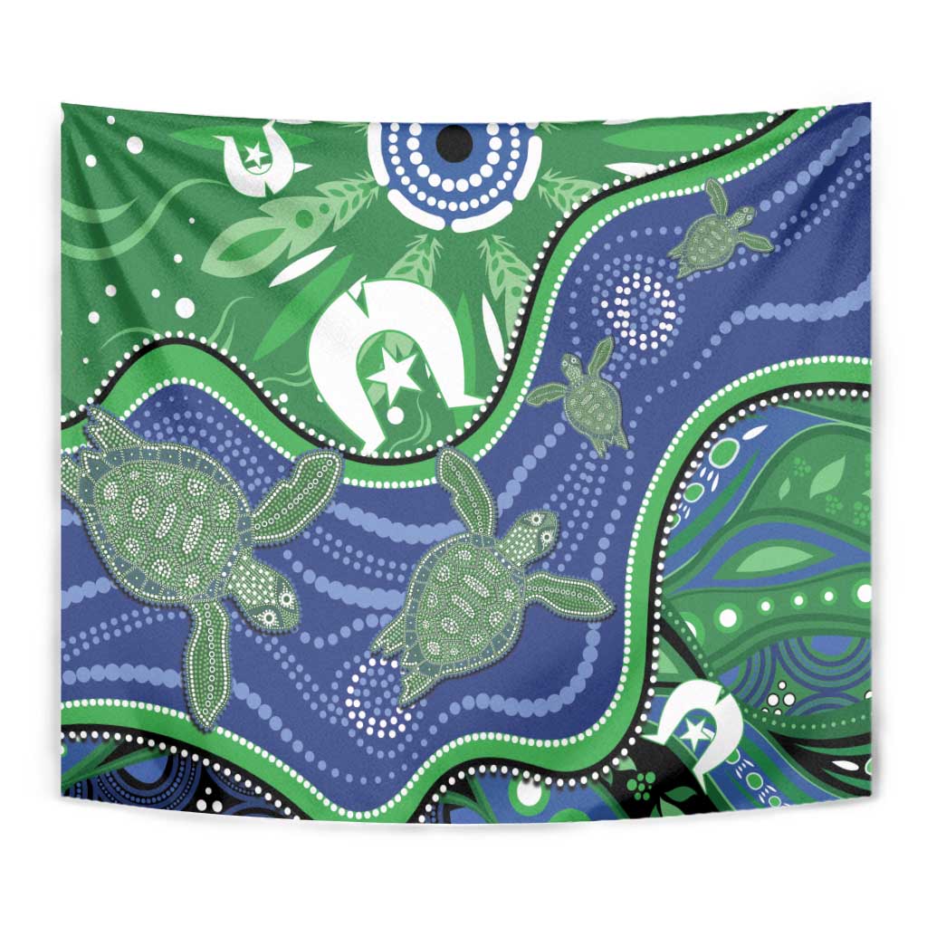 Torres Strait Islands Tapestry Dhari Turtles Sea Animal Aboriginal Dot Art