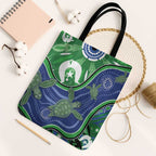 Torres Strait Islands Tote Bag Dhari Turtles Sea Animal Aboriginal Dot Art