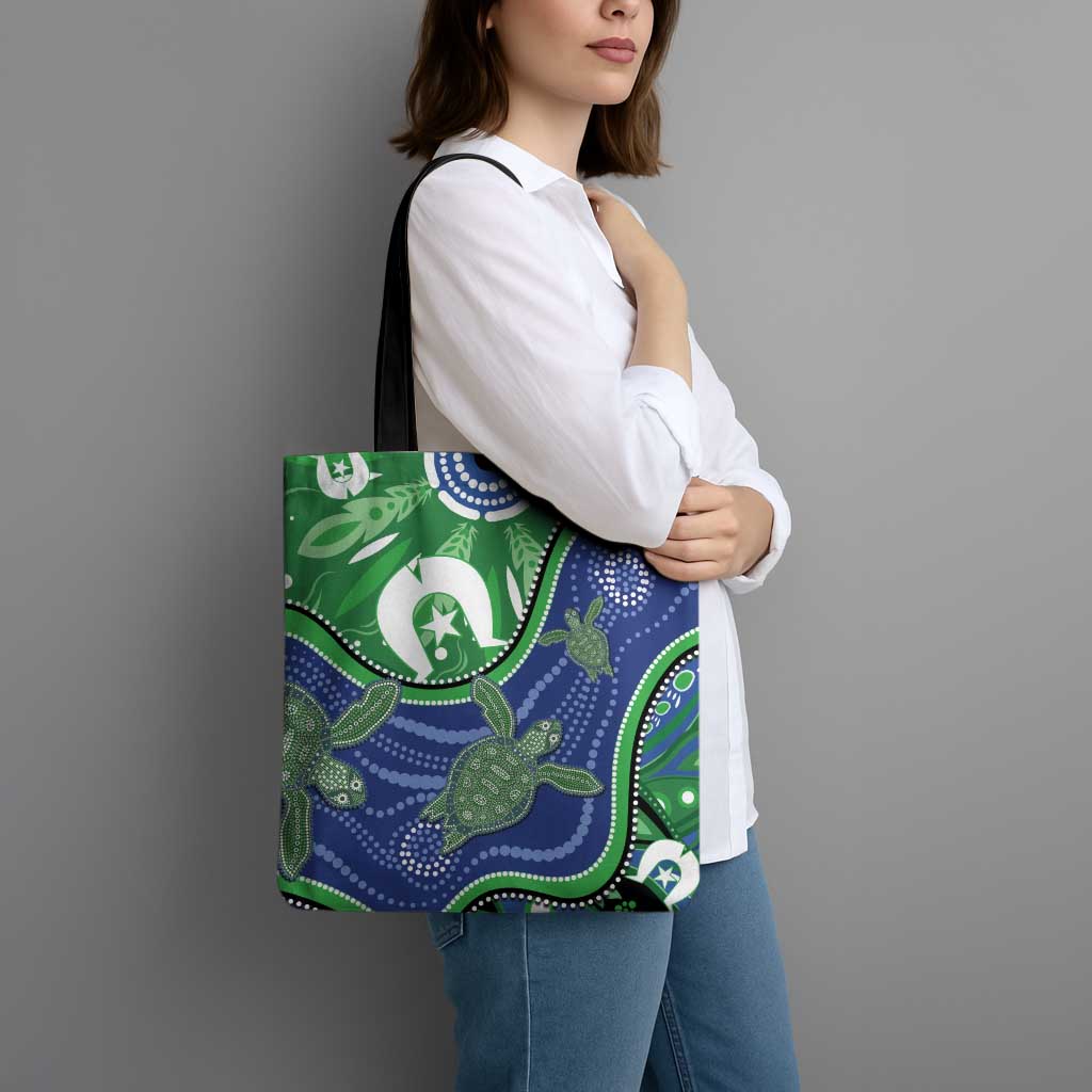 Torres Strait Islands Tote Bag Dhari Turtles Sea Animal Aboriginal Dot Art