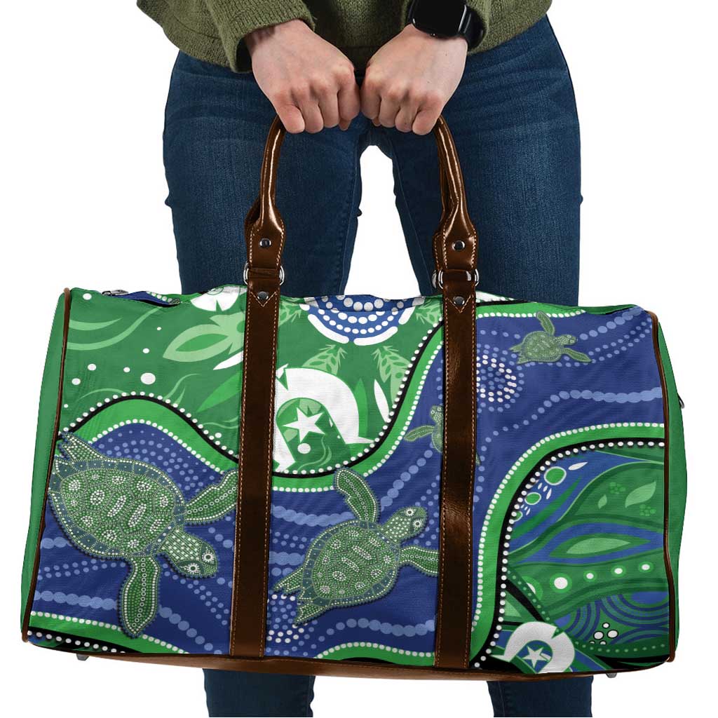 Torres Strait Islands Travel Bag Dhari Turtles Sea Animal Aboriginal Dot Art