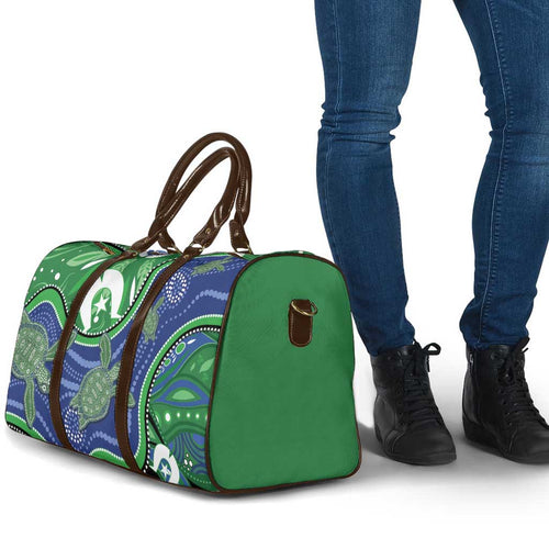 Torres Strait Islands Travel Bag Dhari Turtles Sea Animal Aboriginal Dot Art