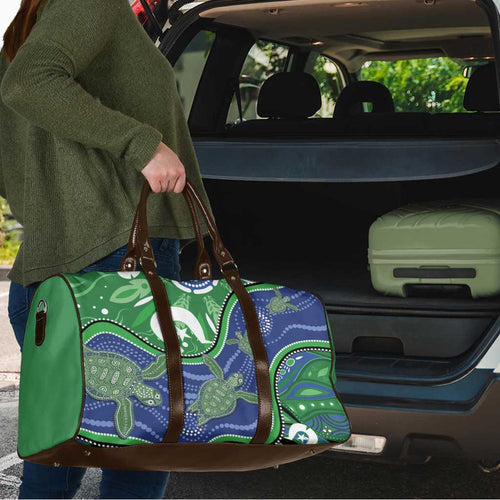 Torres Strait Islands Travel Bag Dhari Turtles Sea Animal Aboriginal Dot Art