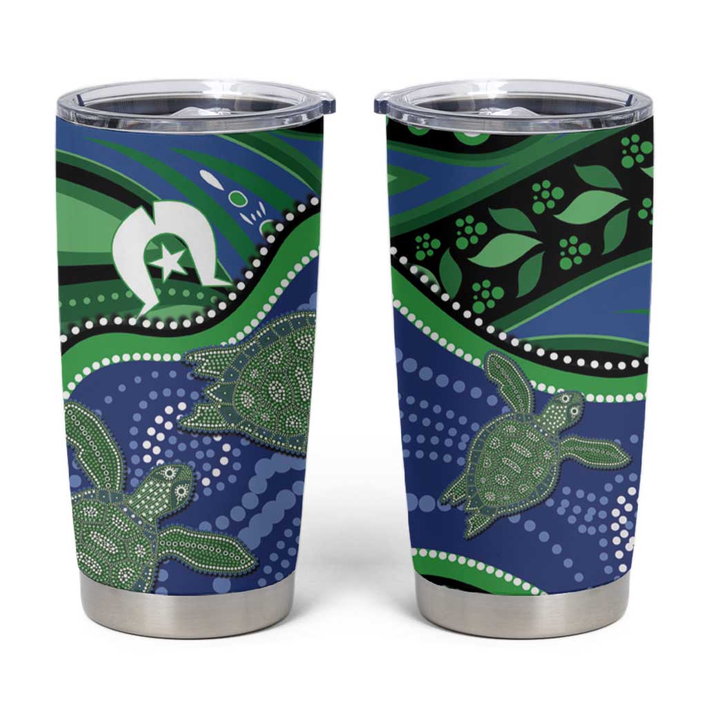 Torres Strait Islands Tumbler Cup Dhari Turtles Sea Animal Aboriginal Dot Art