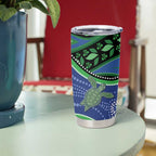 Torres Strait Islands Tumbler Cup Dhari Turtles Sea Animal Aboriginal Dot Art