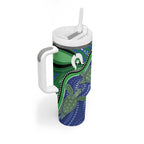Torres Strait Islands Tumbler With Handle Dhari Turtles Sea Animal Aboriginal Dot Art