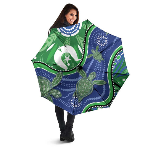 Torres Strait Islands Umbrella Dhari Turtles Sea Animal Aboriginal Dot Art