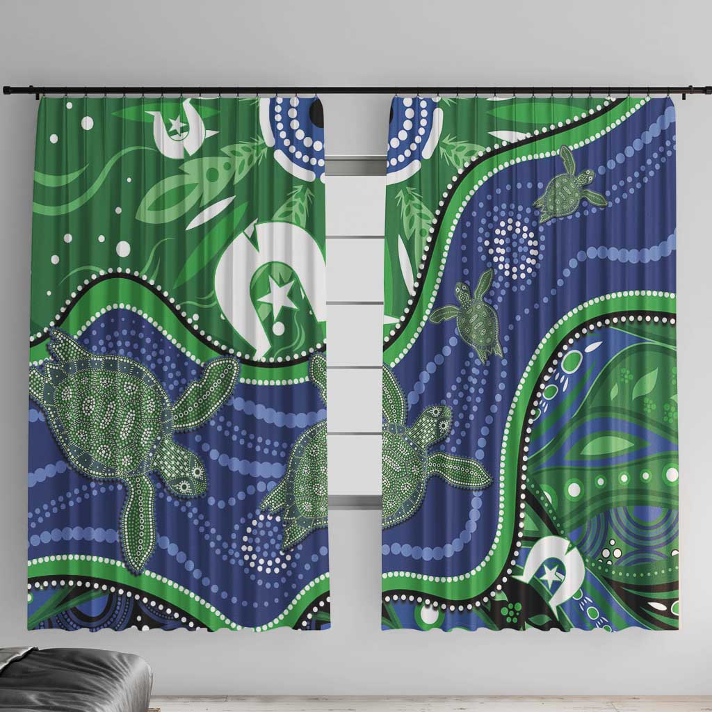 Torres Strait Islands Window Curtain Dhari Turtles Sea Animal Aboriginal Dot Art